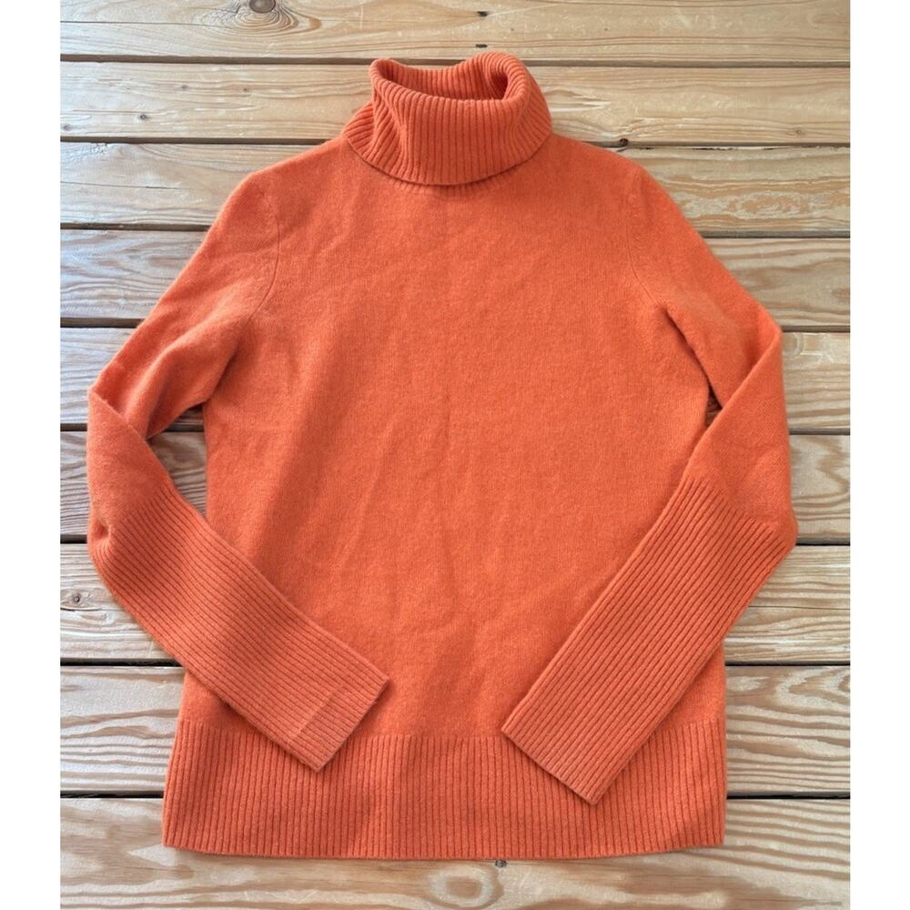 Aqua Cashmere Women’s Turtleneck Sweater Size S Orange AA
